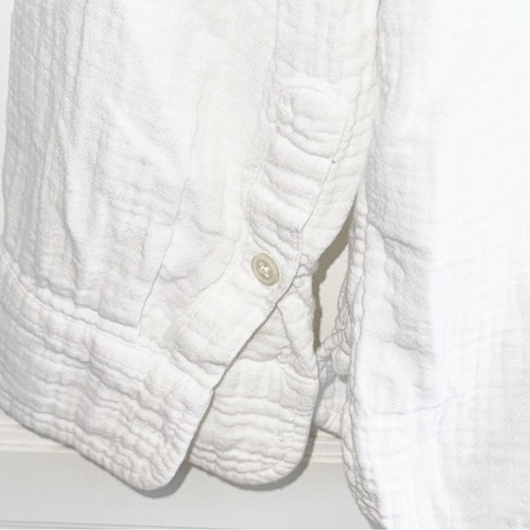 J. Crew Gauze White Button-Up Shirt Large Capsule Wardrobe Classic Minimalist - Picture 11 of 14